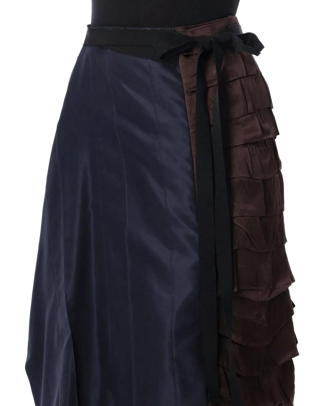 Prada Black Patchwork Faille Wrap Skirt