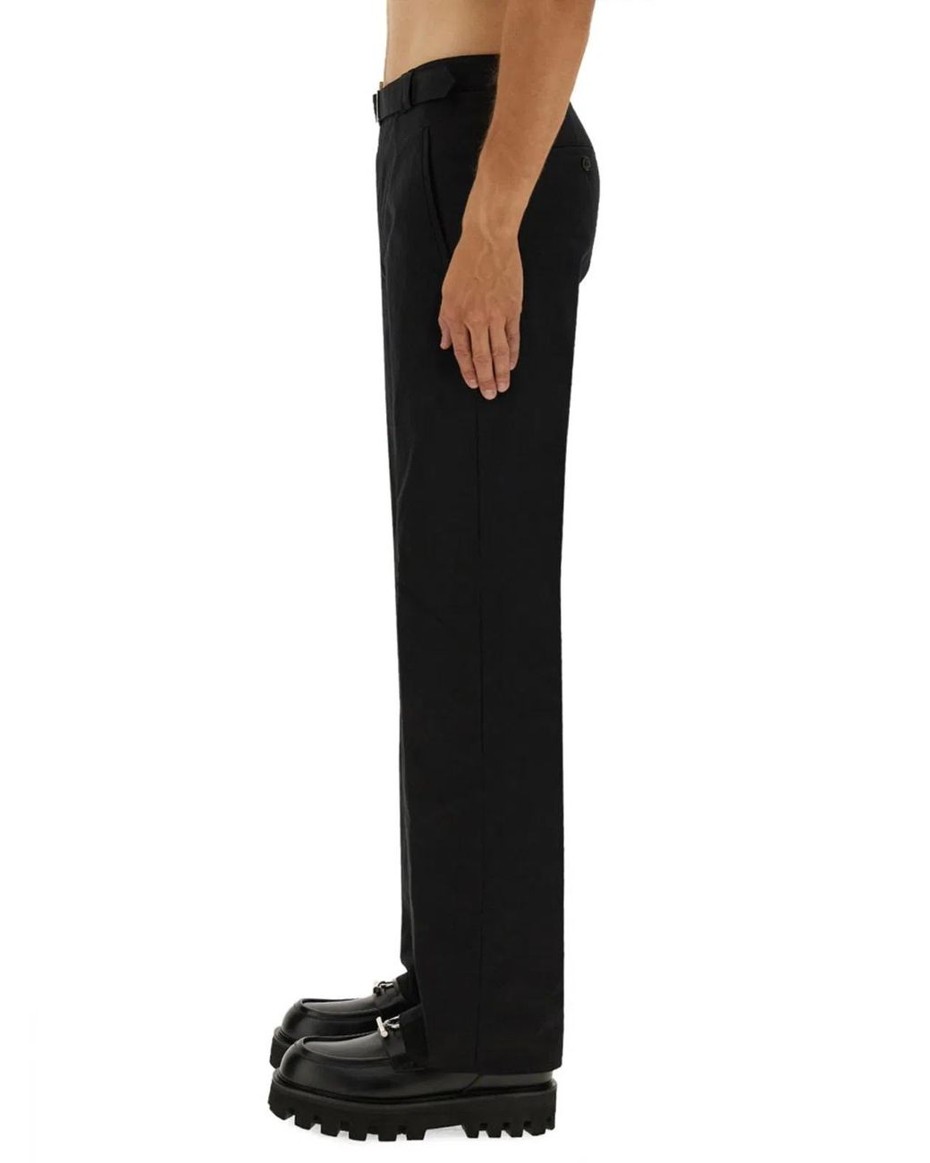 McQueen Black Pants With "T-Bar" Belt for men