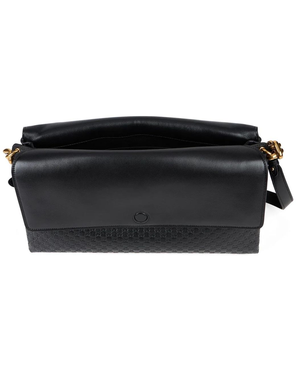Gucci Black Leather Handbag Gg Monogram Calf Skin Handbags