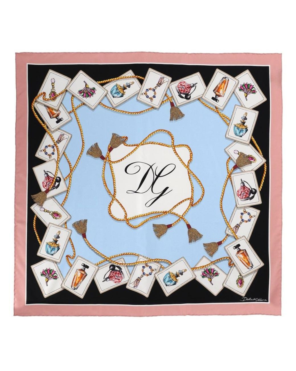 Dolce & Gabbana Blue Printed Silk Scarf