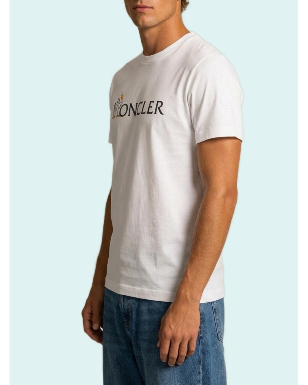 Moncler White Mon Duck Printed T-Shirt for men
