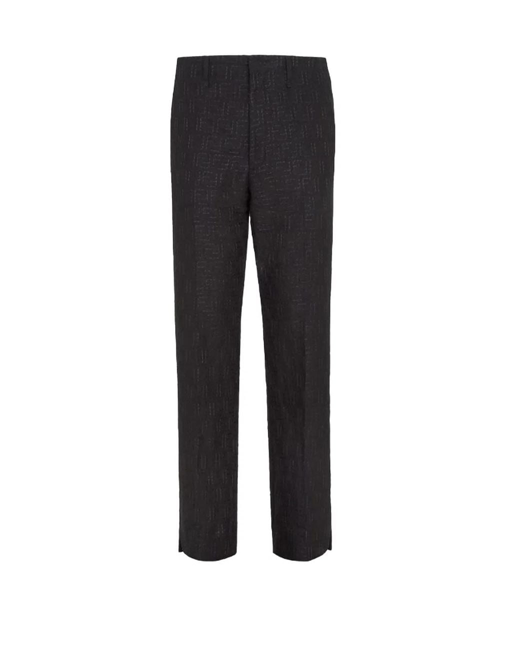 Fendi Black Linen And Cotton Blend Trousers for men