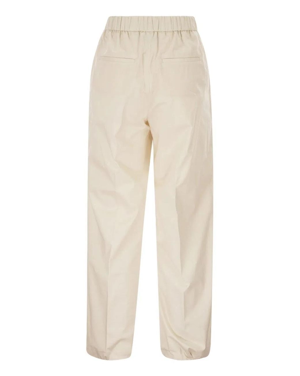 Peserico White Loose-Fitting Stretch Cotton Trousers With Elasticated Waistband