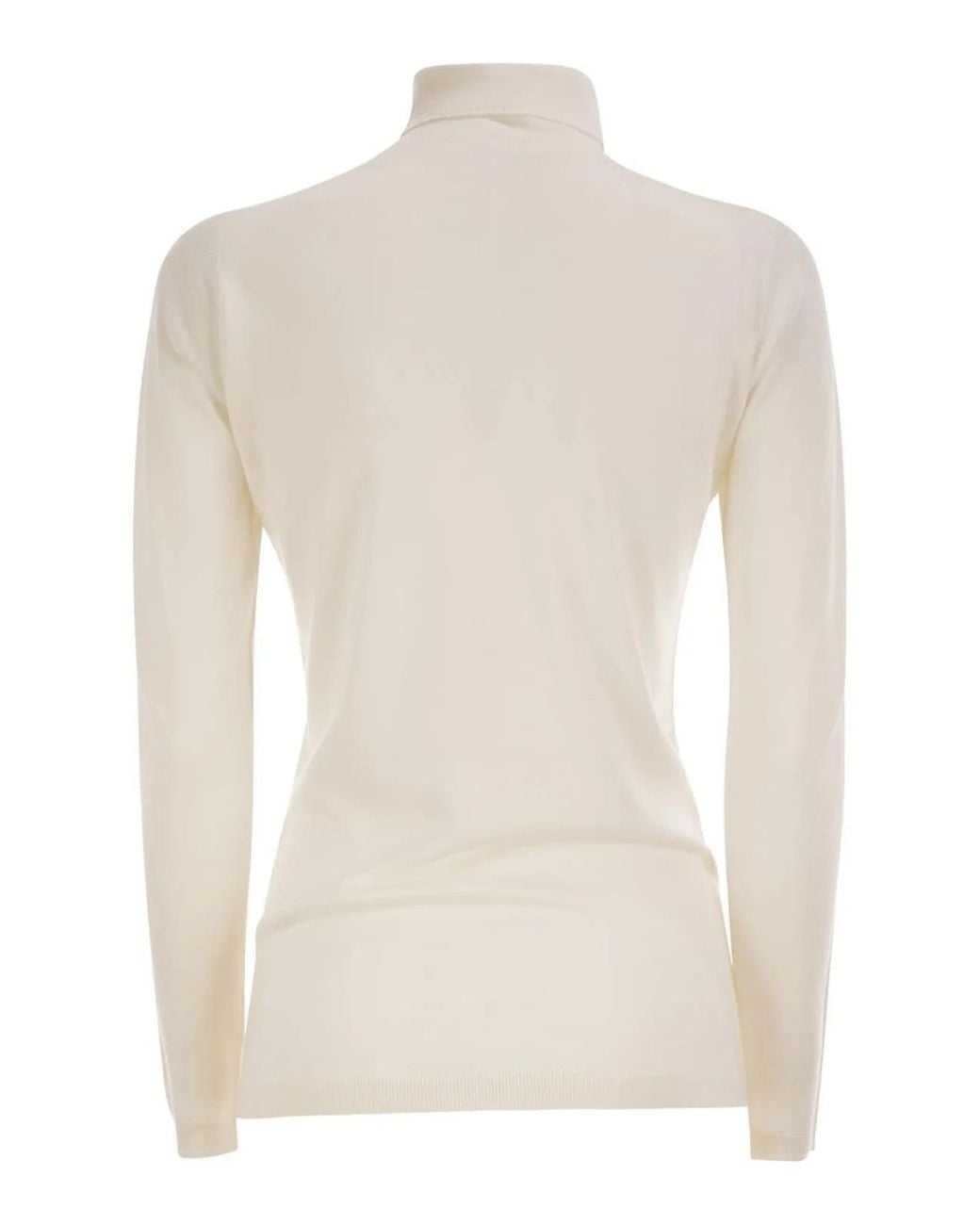 Fabiana Filippi White Cashmere And Silk Roll-Neck Jumper With An Essential Silhouette