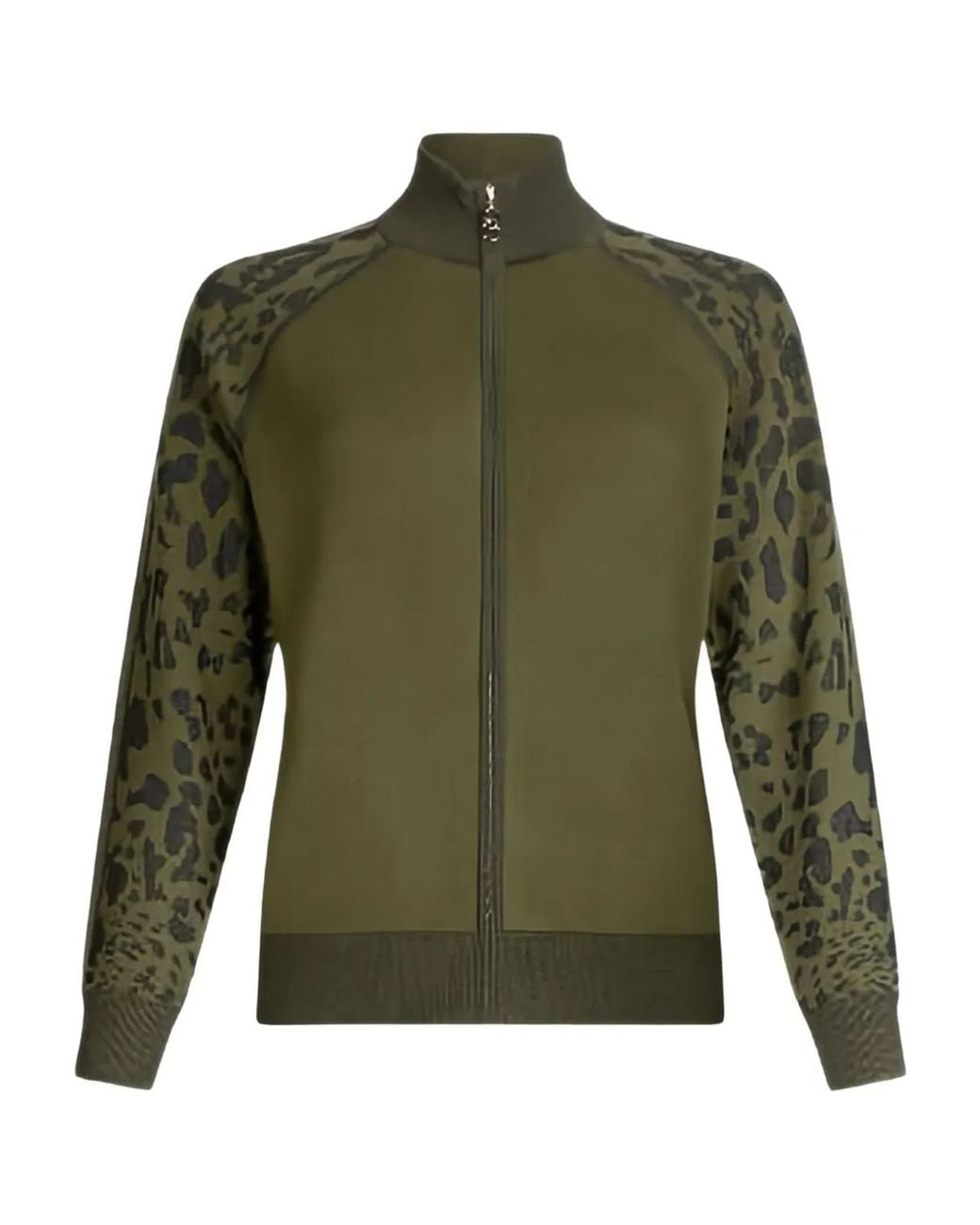 Liu Jo Green Leopard Sleeves Zip Jacket