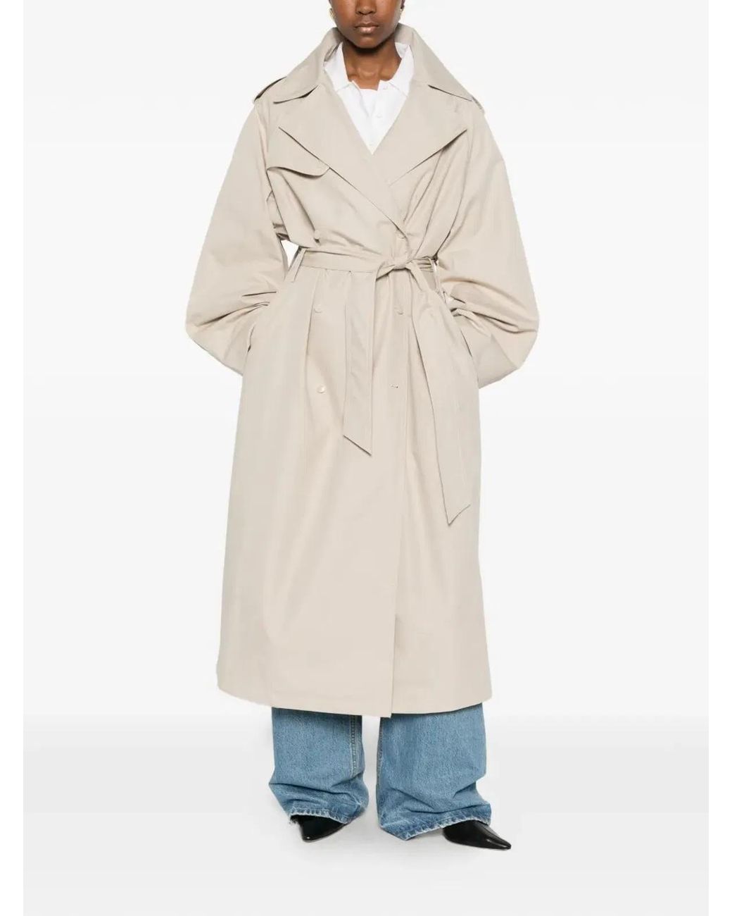 Frankie Shop Gray "Riva" Cotton Trench Coat
