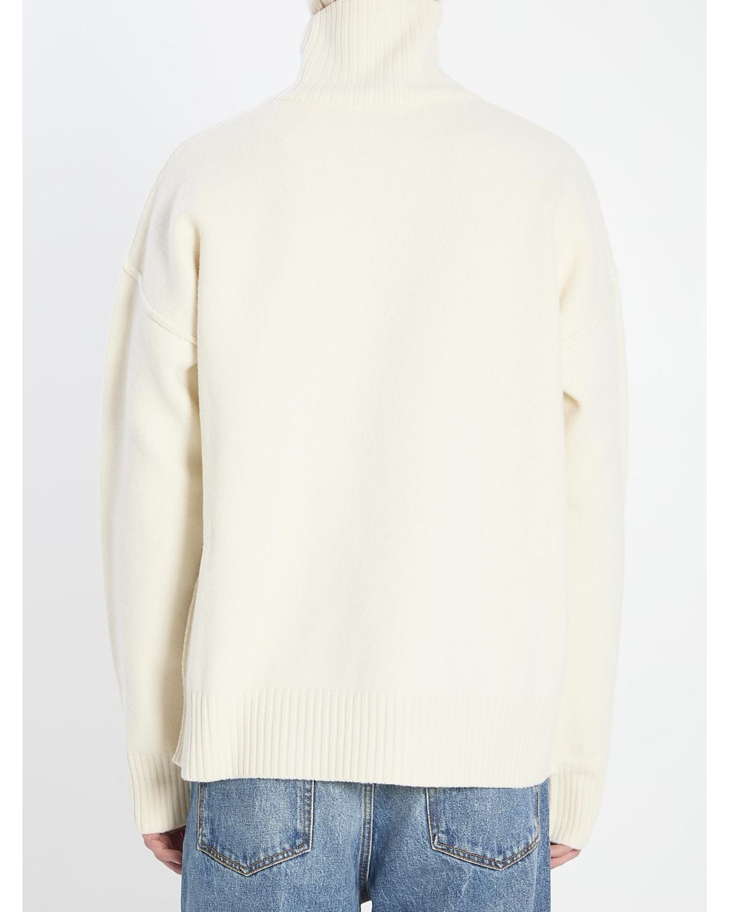 AMI White Wool Ami De Coeur Turtleneck for men
