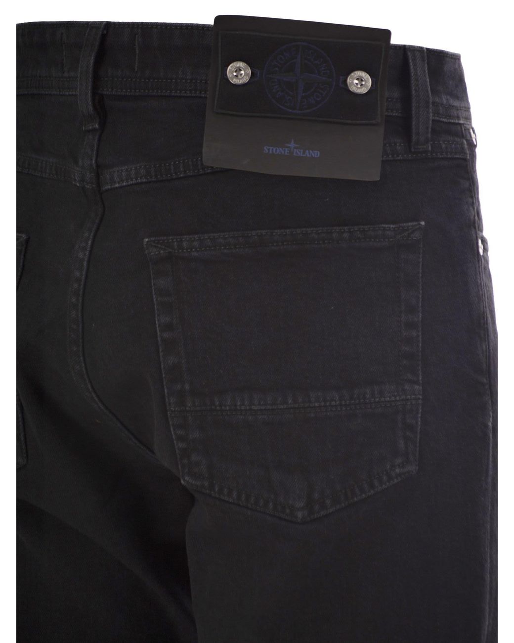 Stone Island Black Straight-Leg Five-Pocket Stretch Cotton Jeans for men