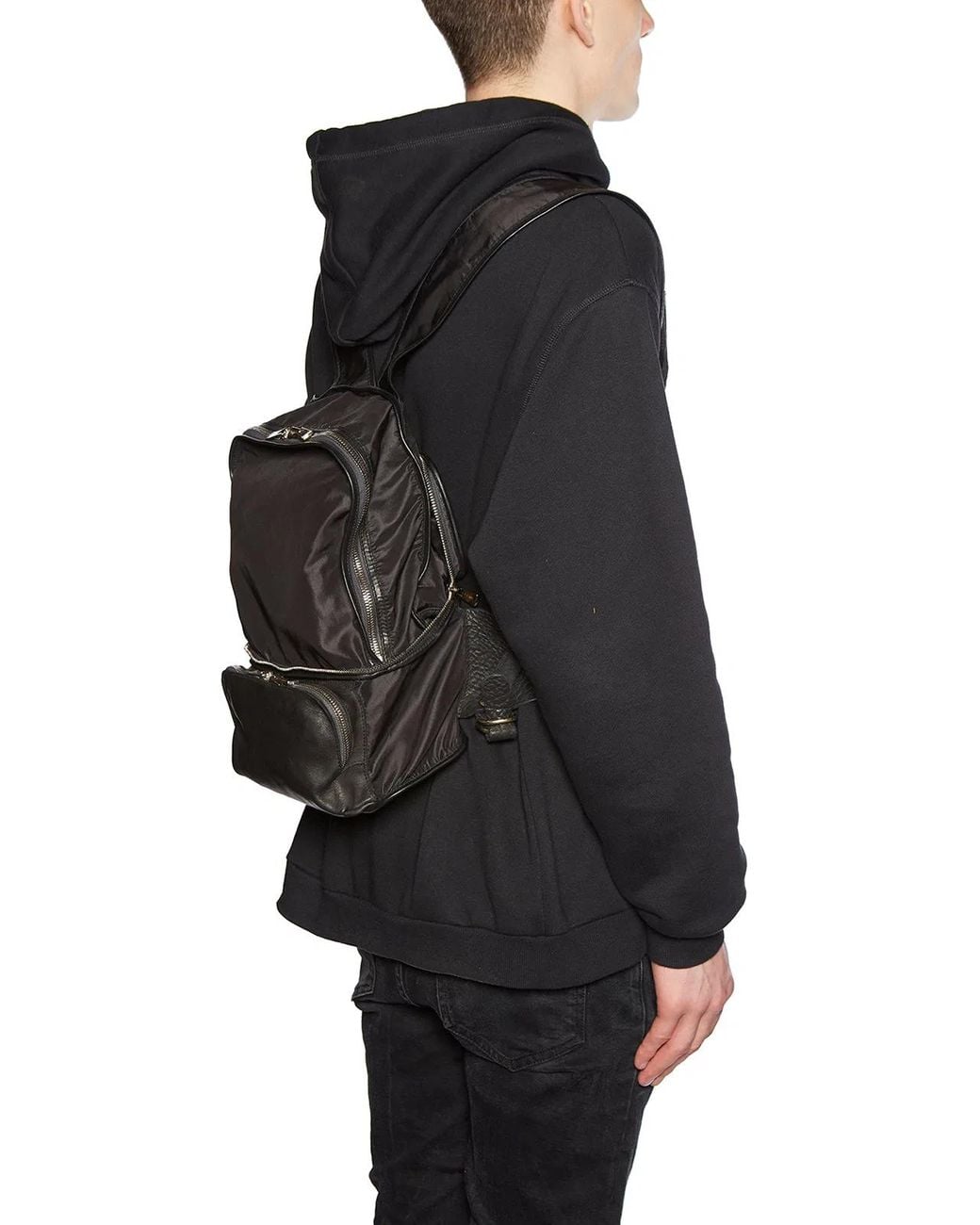 Guidi Black Leather And Nylon Pouch for men