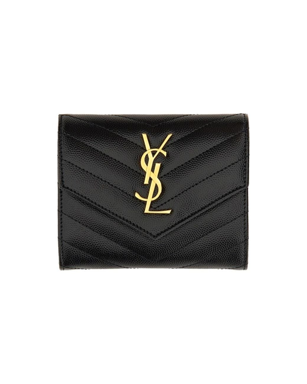 Saint Laurent Black Portafoglio Tri-Fold "Cassandre"