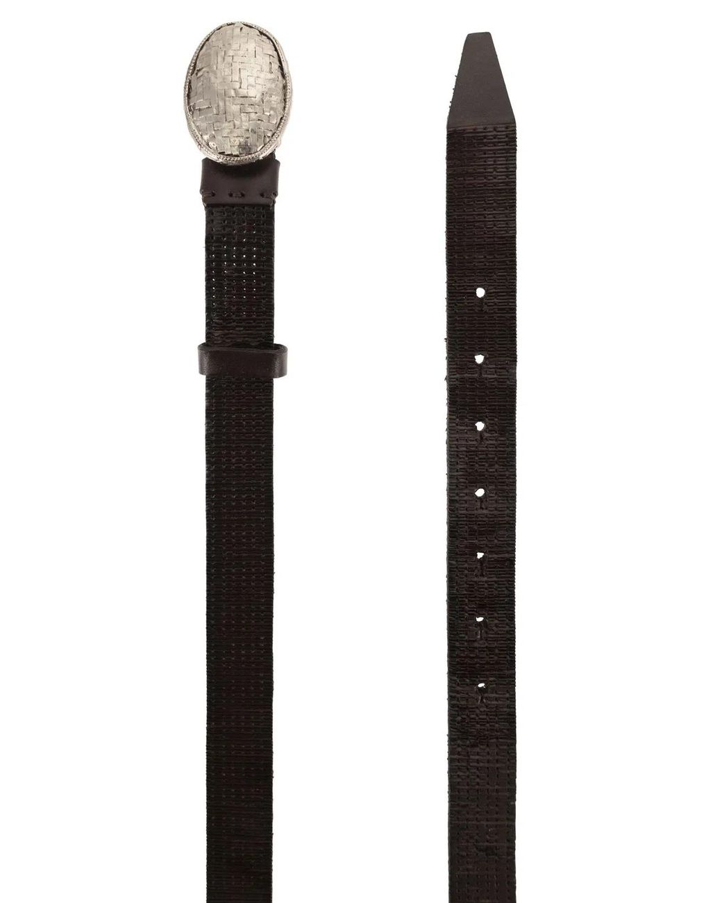 Brunello Cucinelli Brown Embossed Leather Belt With Oval Buckle for men