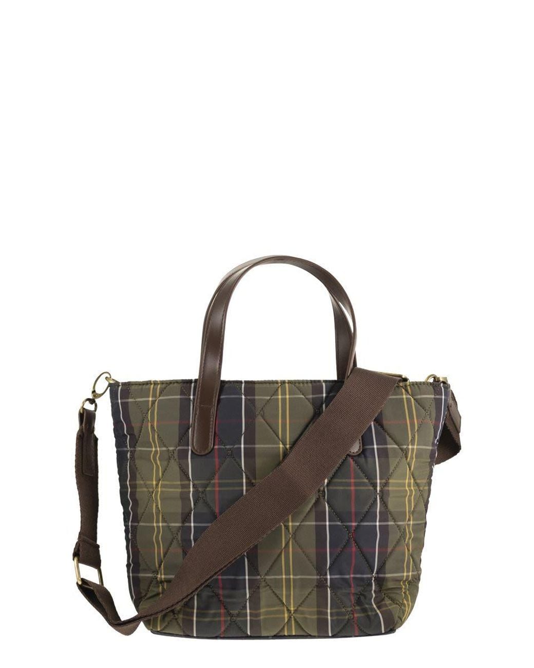 Barbour Black Quilted Tartan Tote Bag