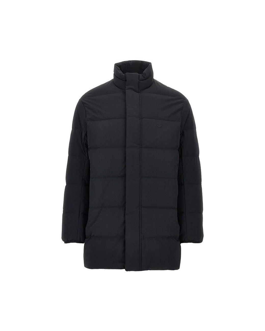 Emporio Armani Blue Quilted Nylon Downjacket With Eagle Logo for men