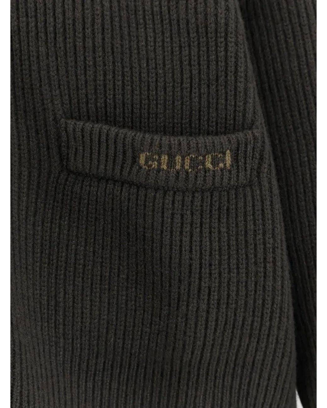Gucci Black Charcoal Wool Blend Cardigan for men