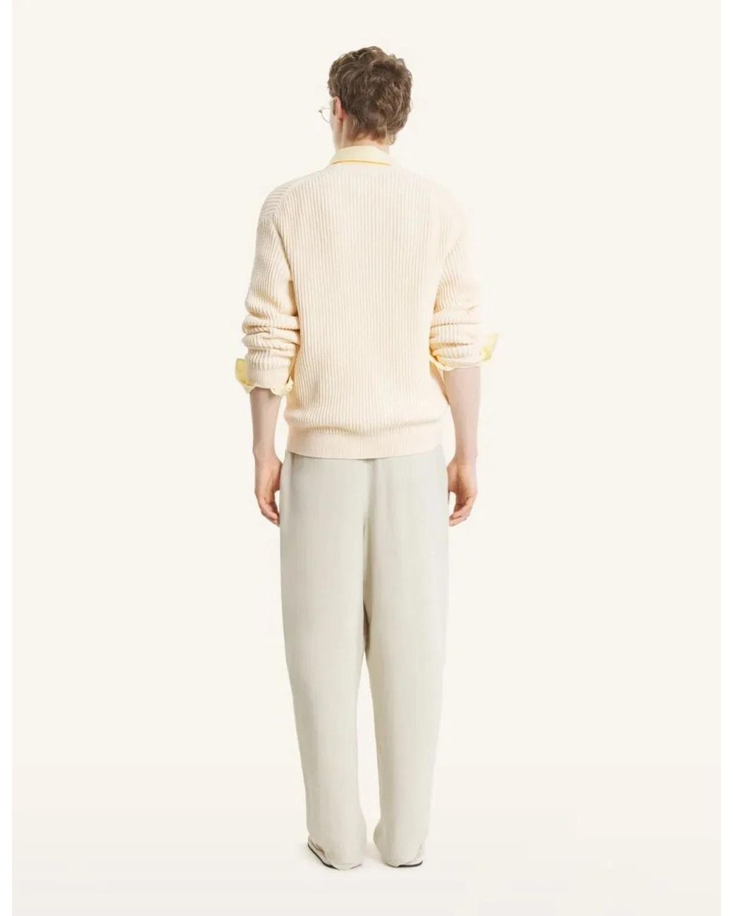 Maison Kitsuné Natural Maison Kitsuné Fox Head Cotton Ribbed Cardigan for men
