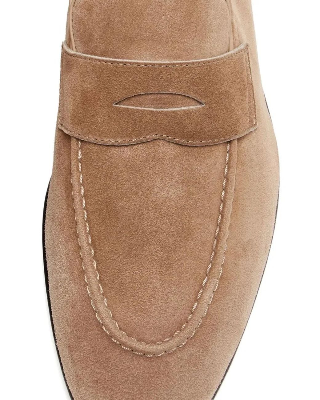 Brunello Cucinelli Brown Soft Suede Penny Loafer for men