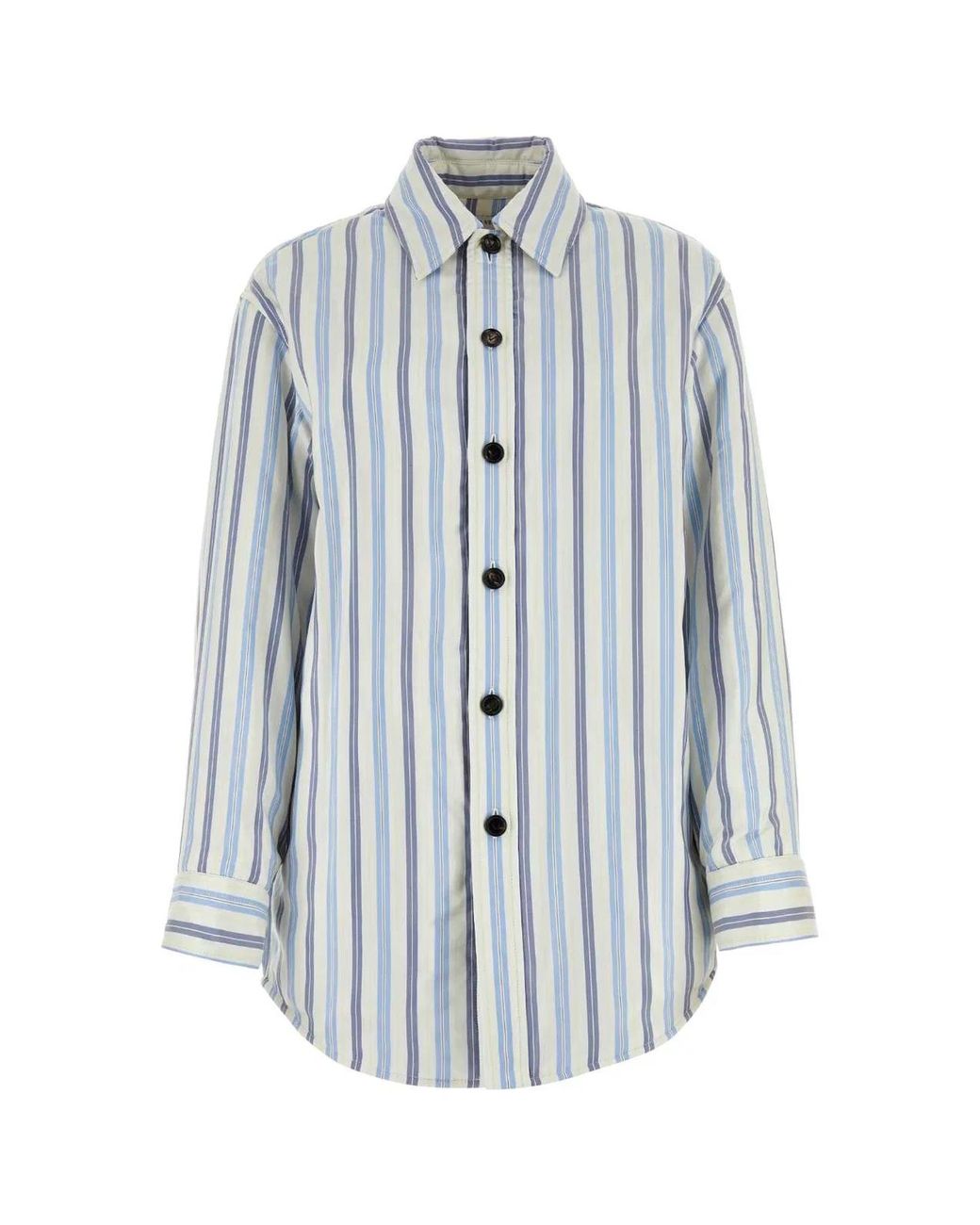 Bottega Veneta White Embroidered Silk Oversize Padded Shirt