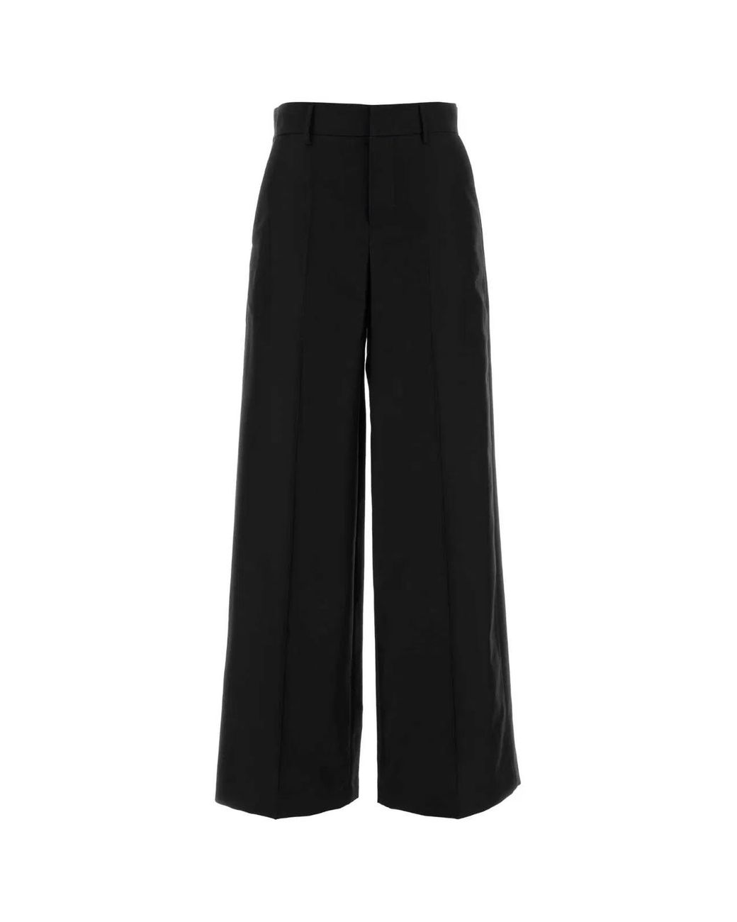 Alberta Ferretti Black Wool Blend Wide-Leg Pant