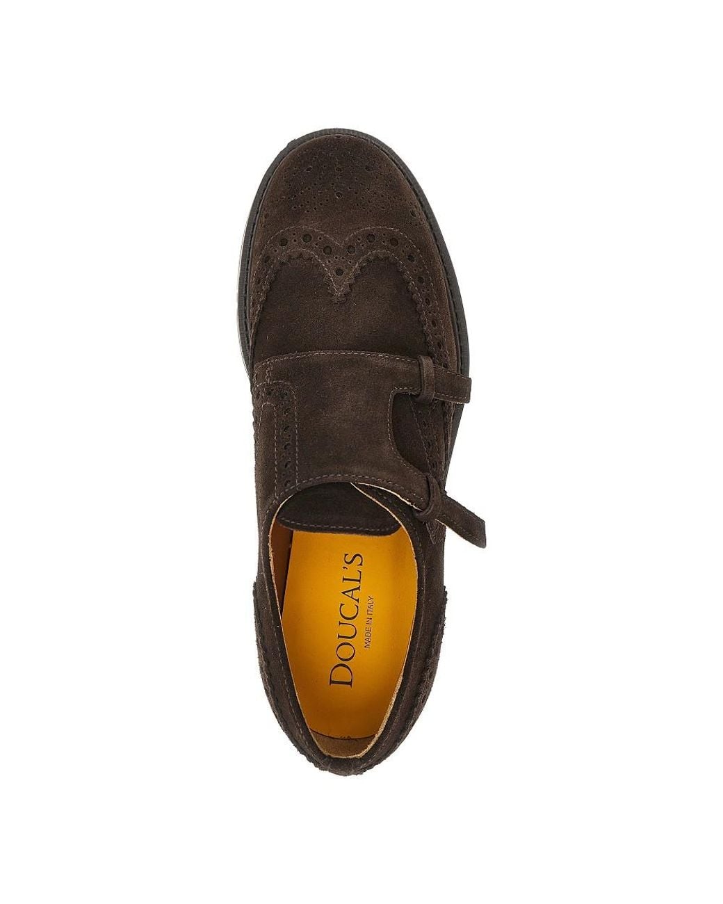 Doucal's Brown Suede Leather Double Loop Shoes for men