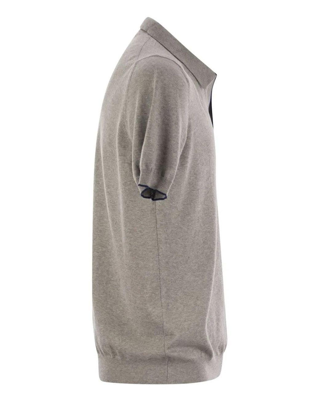 Fay Gray Cotton Buttonless Polo Shirt for men