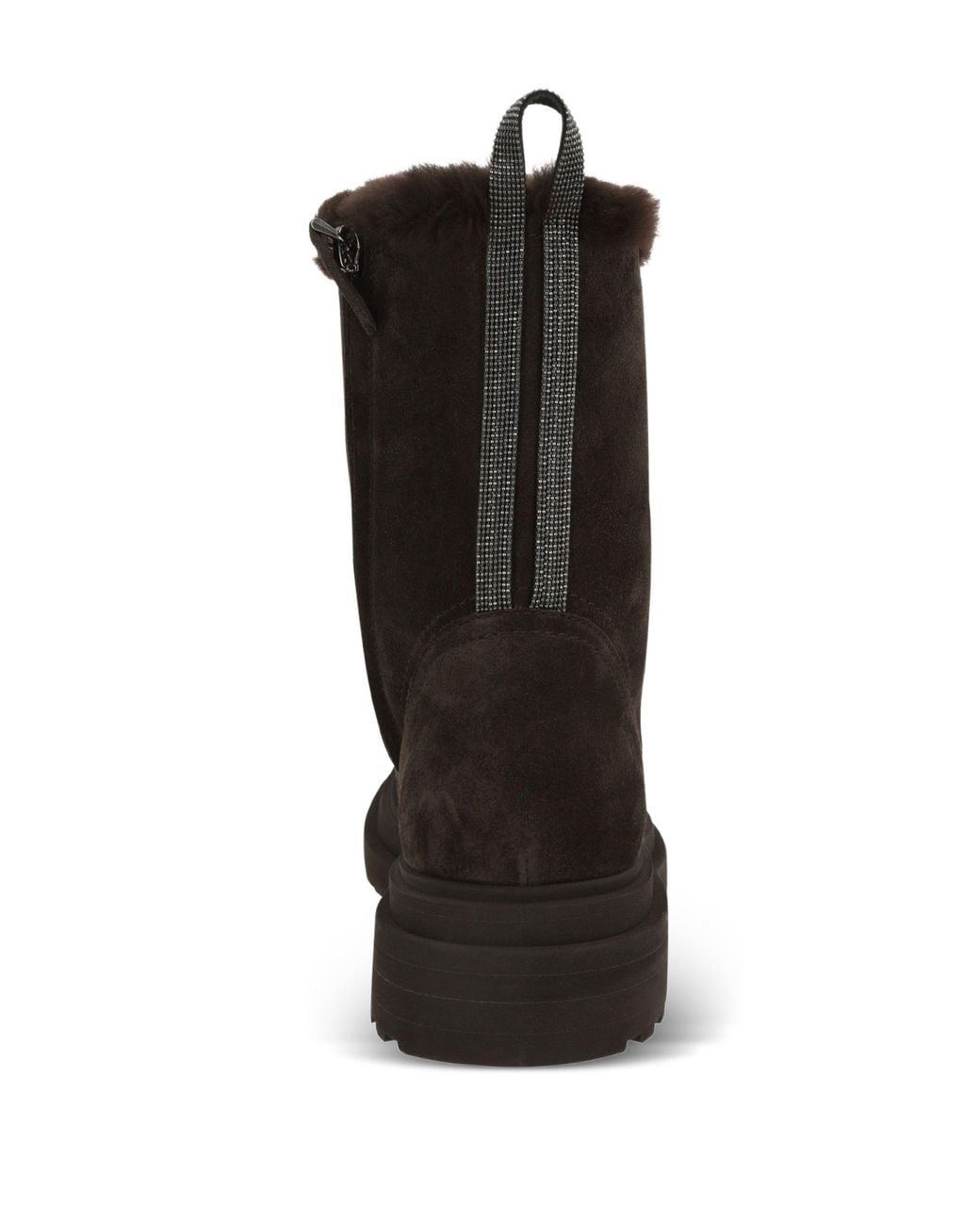 Brunello Cucinelli Black Shearling-Trim Combat Boots