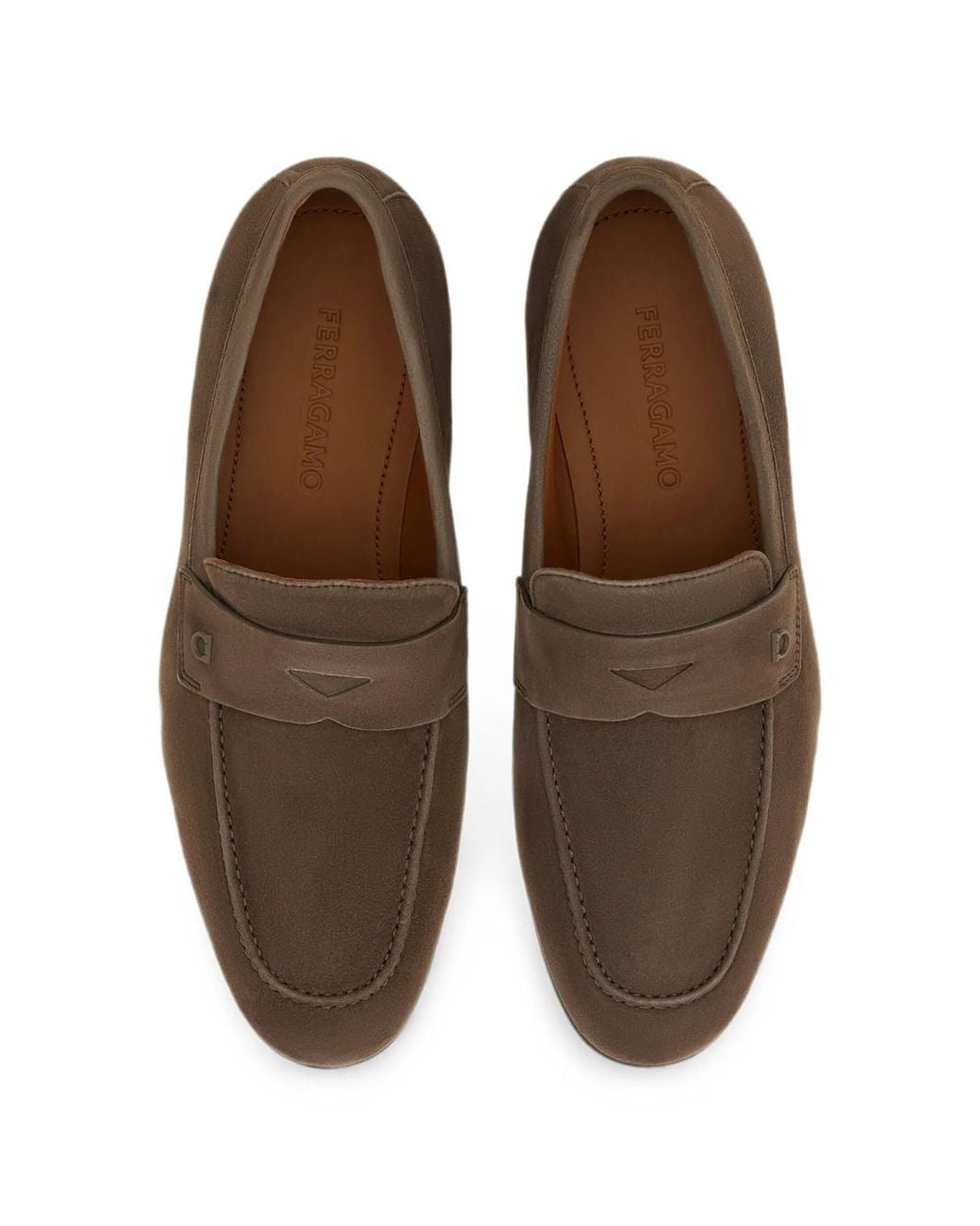 Ferragamo Brown Slip On Loafers for men