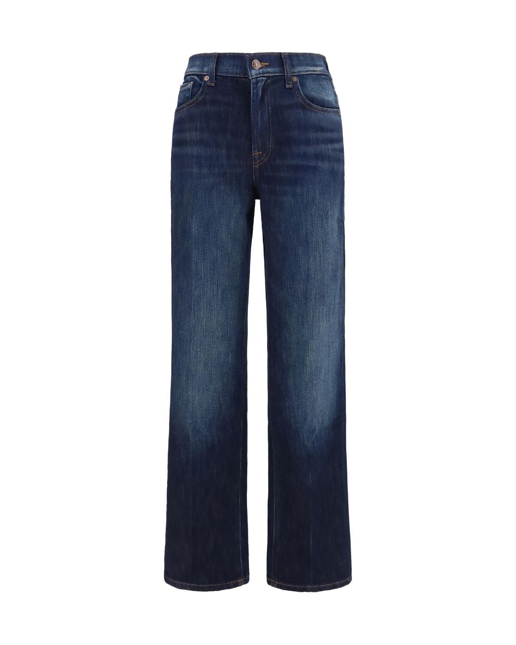 7 For All Mankind Blue Straight-Leg Vintage Wash Jeans