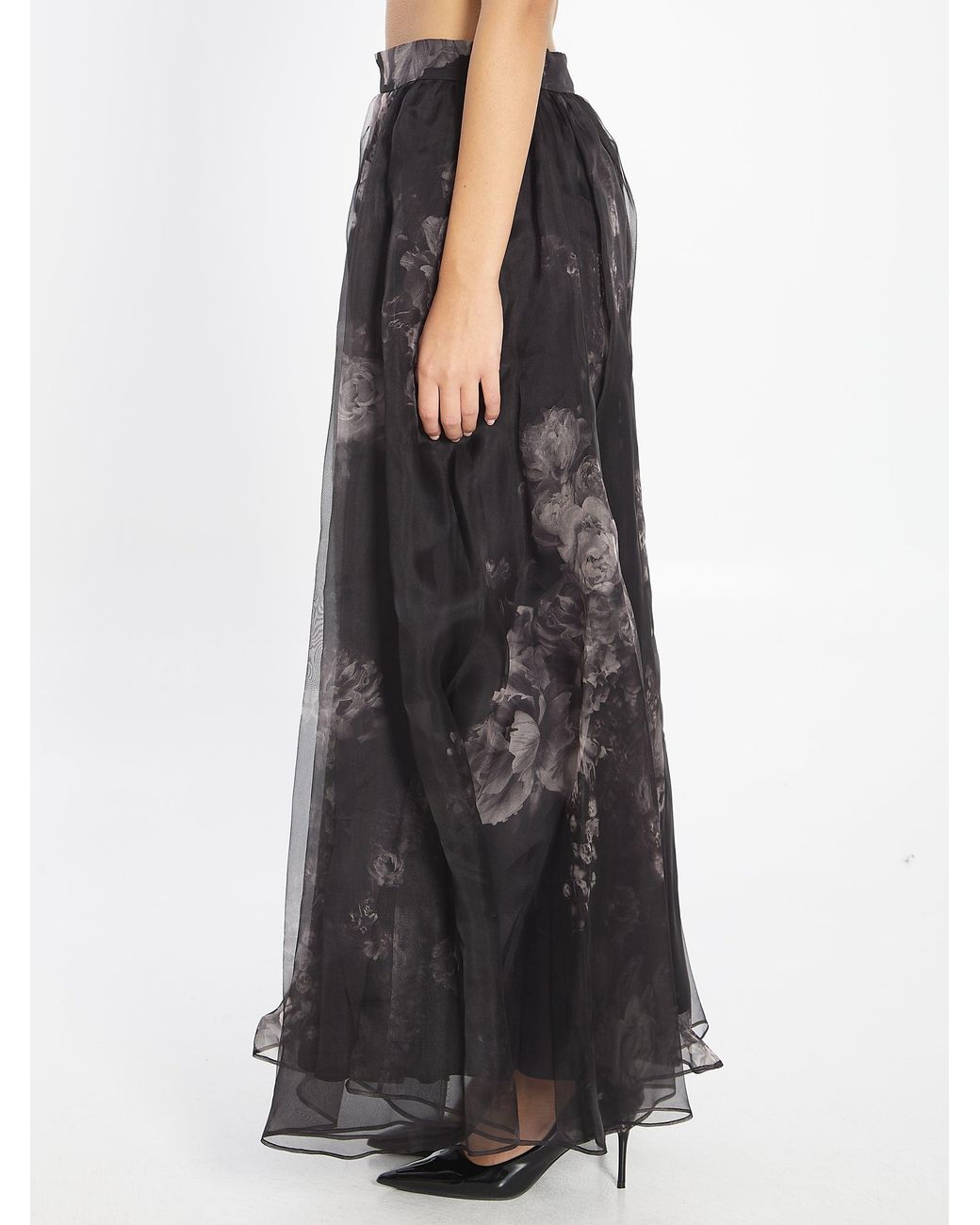 Zimmermann Black Floral Hypnotic Maxi Skirt