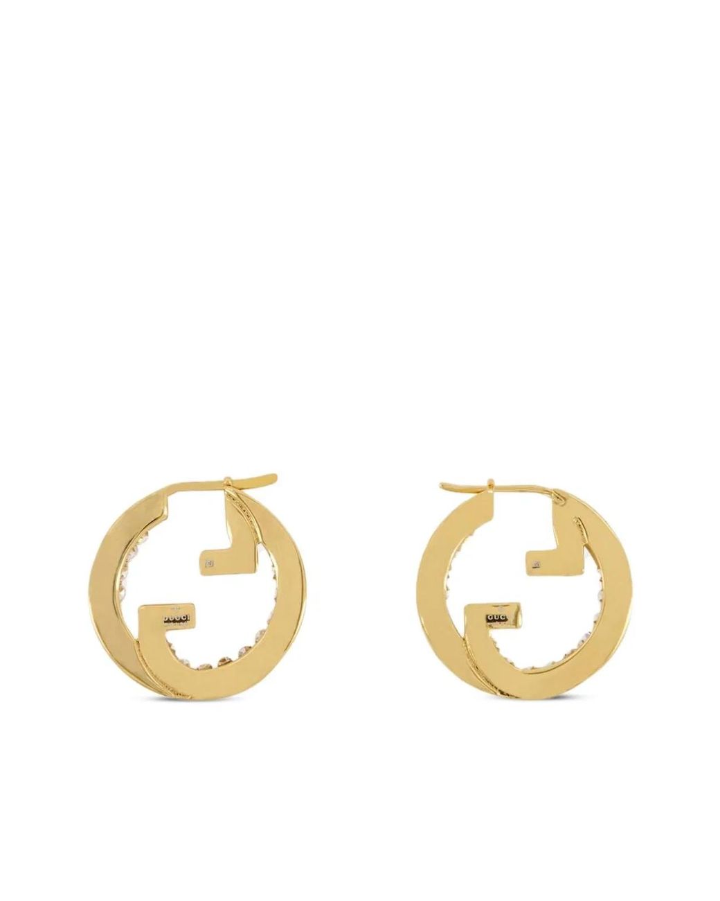 Gucci Black Hoop Earrings With Crystals