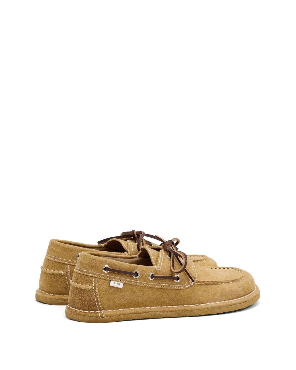 AMI Metallic Waxed Suede Boat Shoes for men