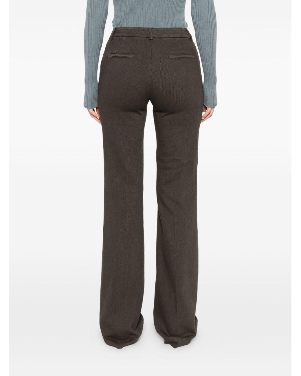 Via Masini 80 Gray Wool Flared Leg Trousers
