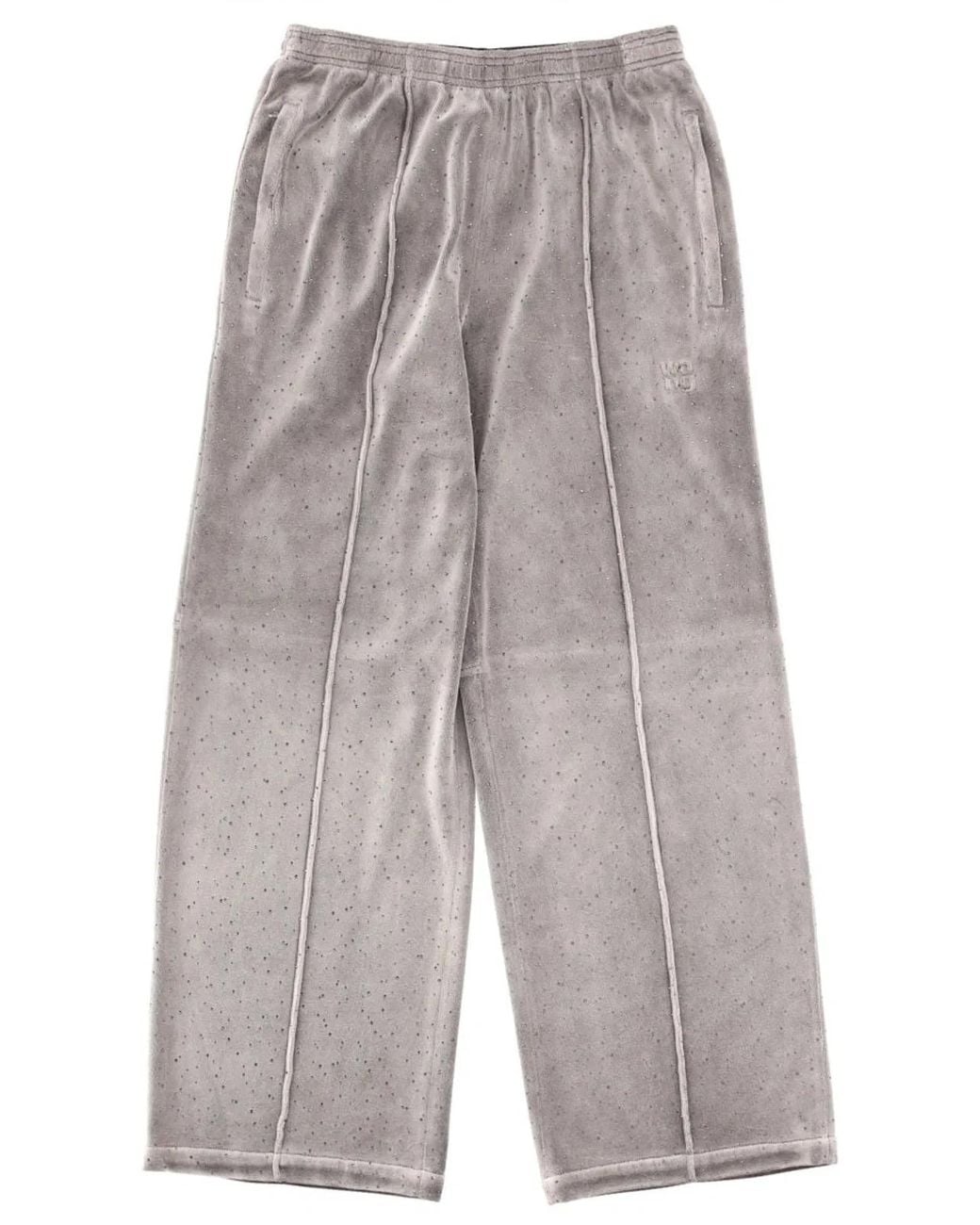 T By Alexander Wang Gray Jogger Pants With Logo Cotton Trousers