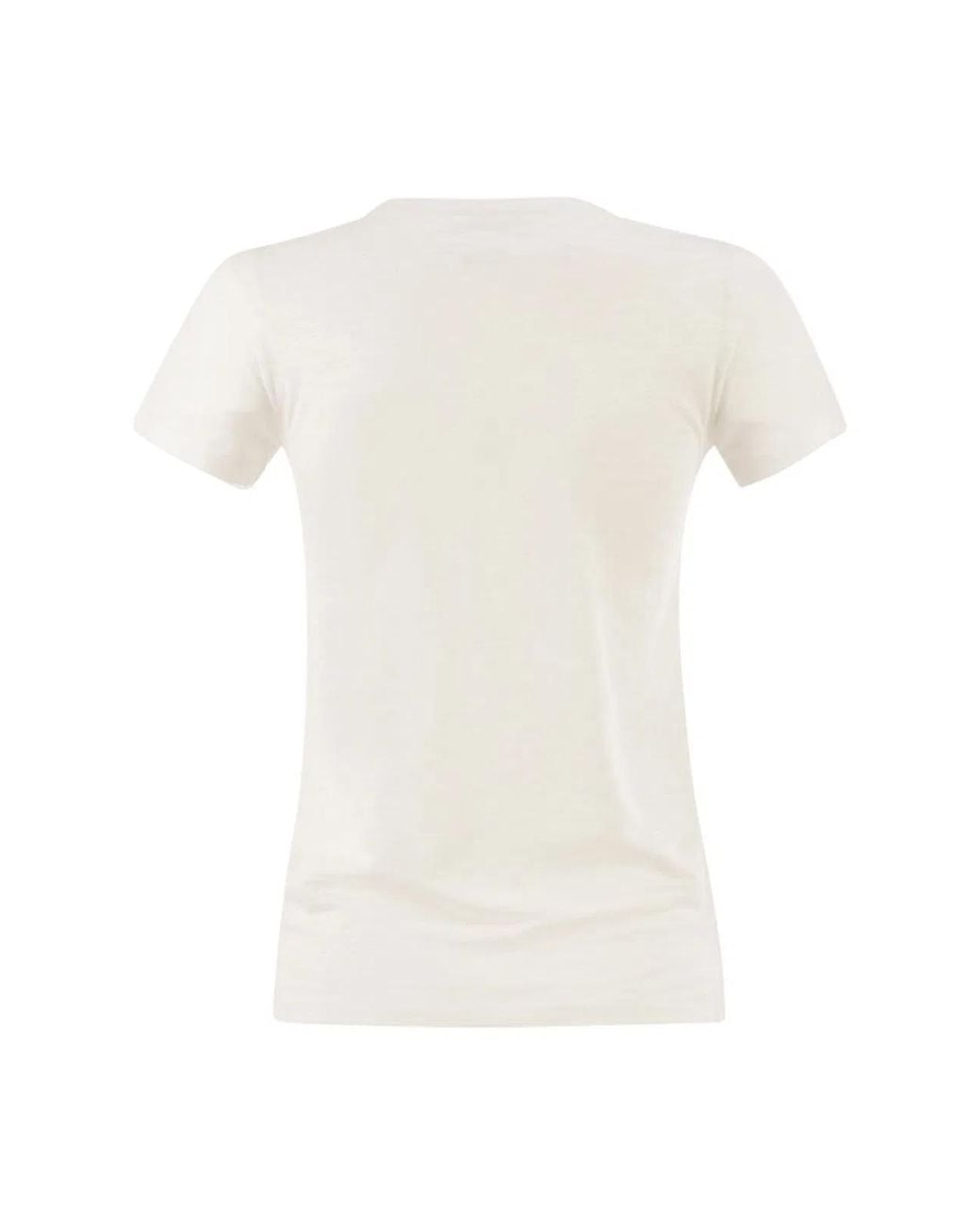 Majestic White Stretch Linen T-Shirt With Round Neckline