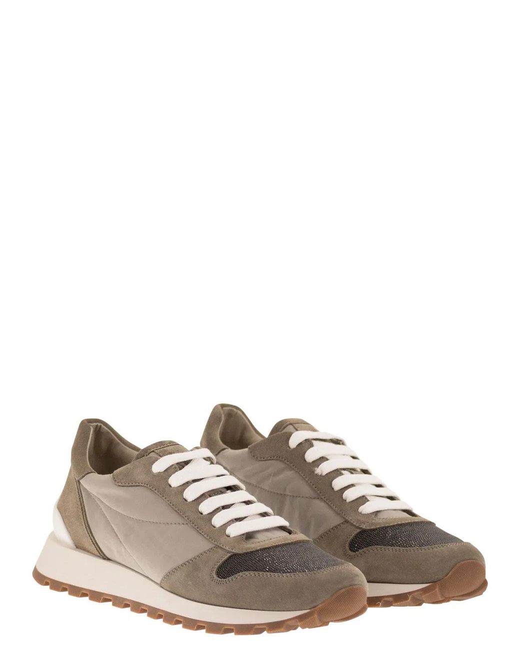 Brunello Cucinelli Natural Techno Fabric Runners With Precious Toe