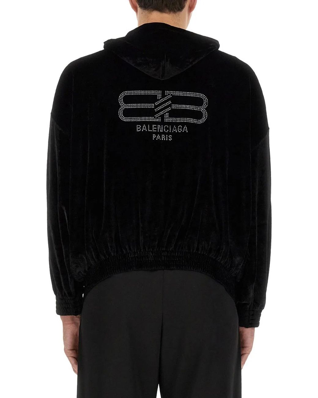 Balenciaga Black Bb Paris Strass Hoodie for men