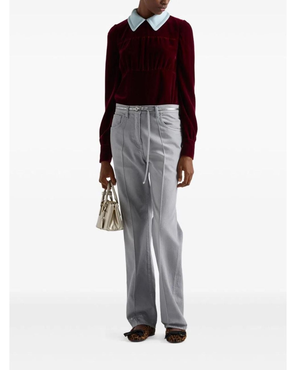 Prada Red Bordeaux Viscose Recycled Cupro Top