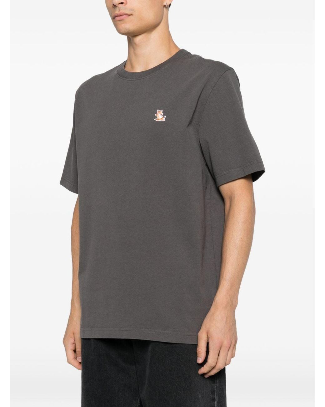Maison Kitsuné Gray Maison Kitsuné Chillax Fox Cotton T-Shirt for men