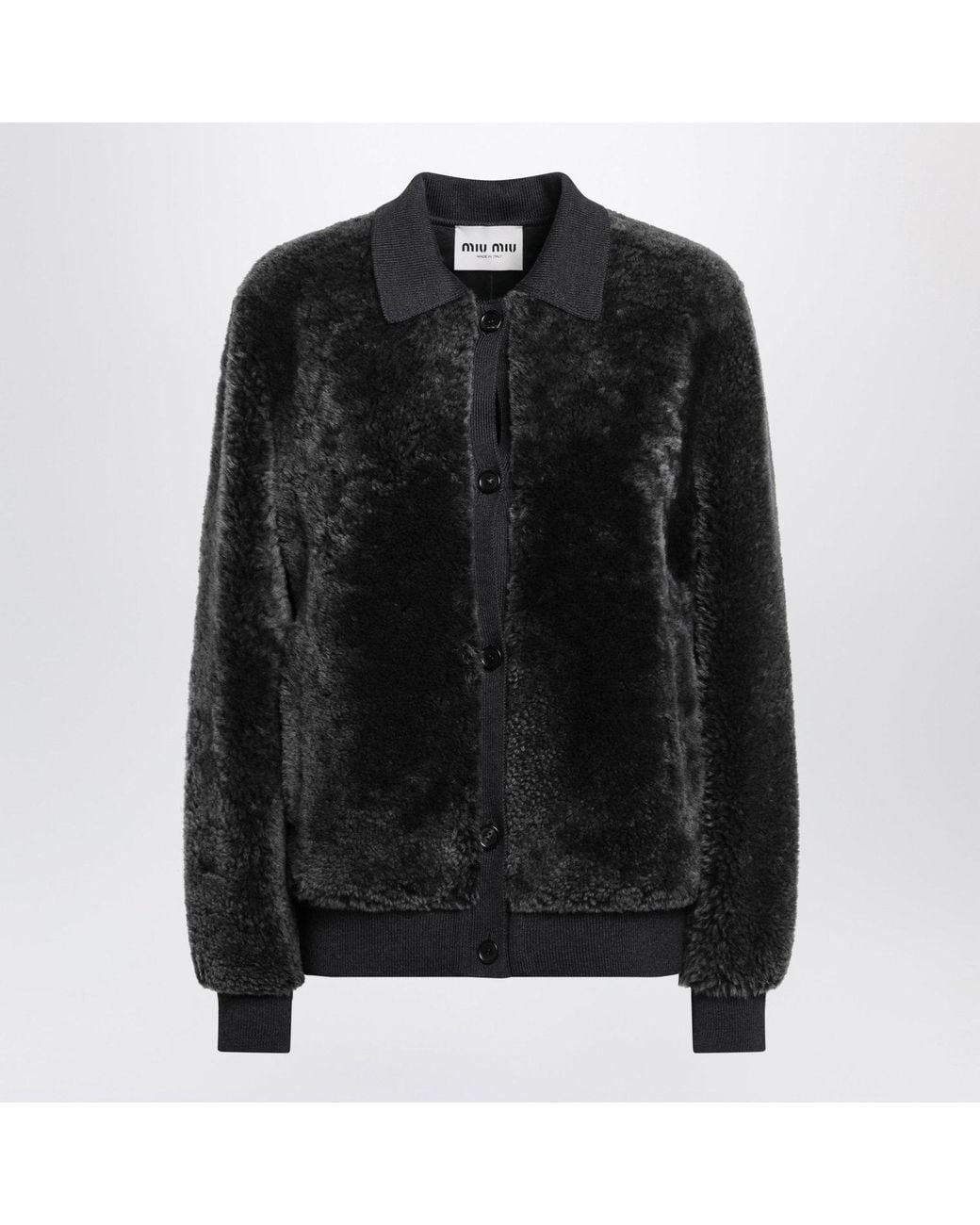 Miu Miu Black Sheepskin And Knit Blouson