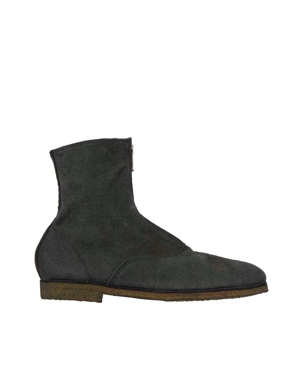 Guidi Black Linen Boots With Front Zip for men