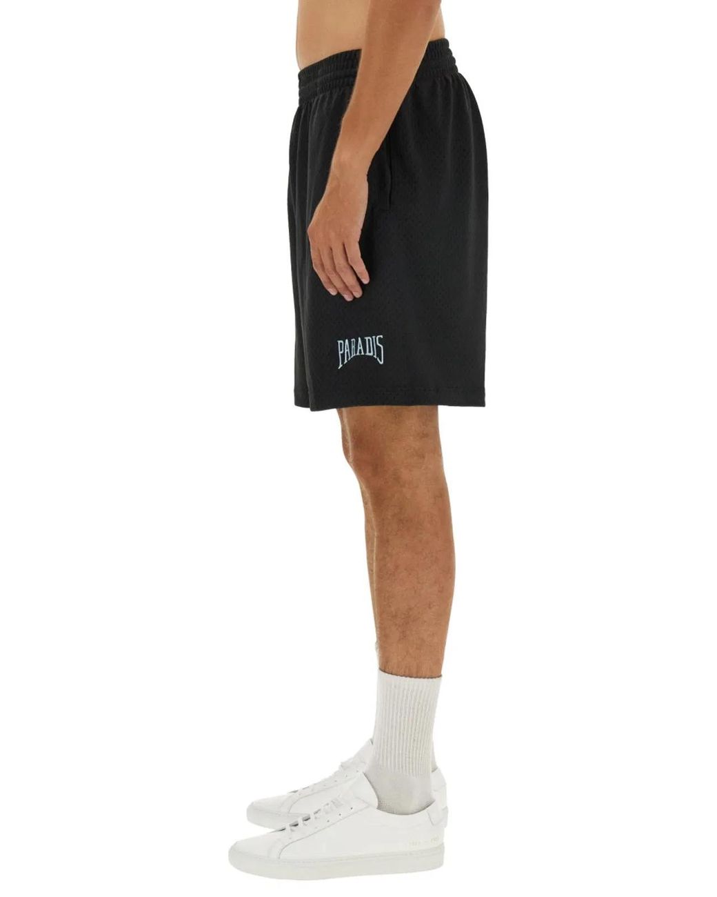 3.PARADIS Black Bermuda With Logo for men