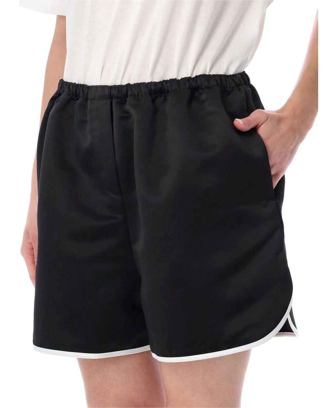 Frankie Shop Black Adia Satin Boxer Shorts
