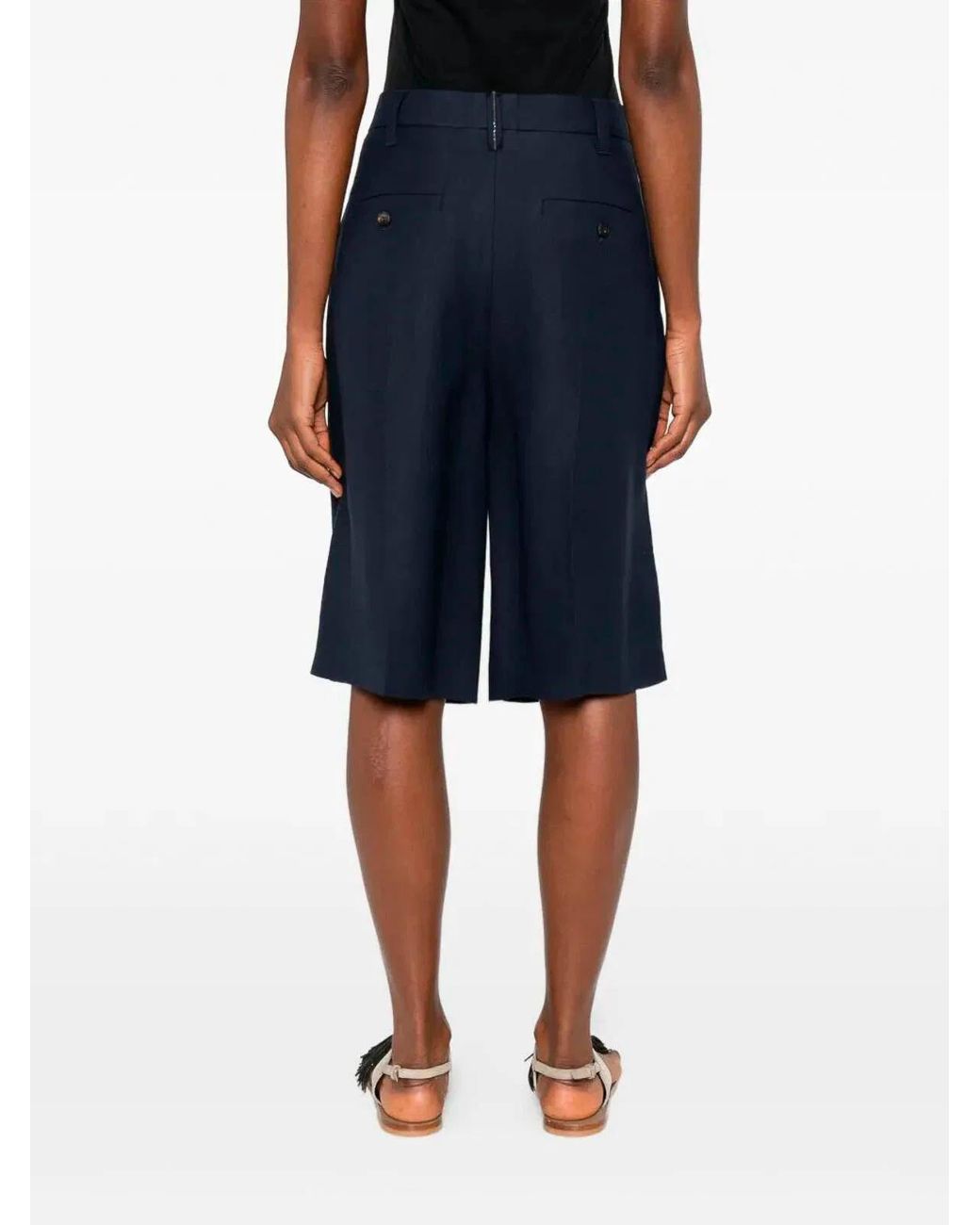 Brunello Cucinelli Blue Viscose Linen Bermuda