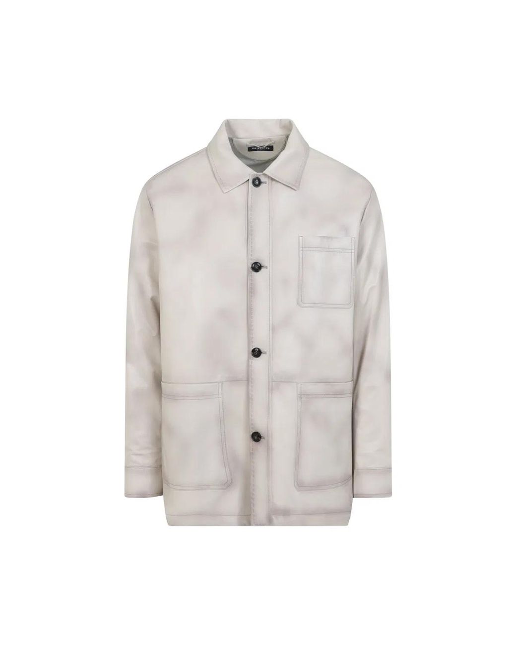Kiton Gray Lamb Leather Jacket for men