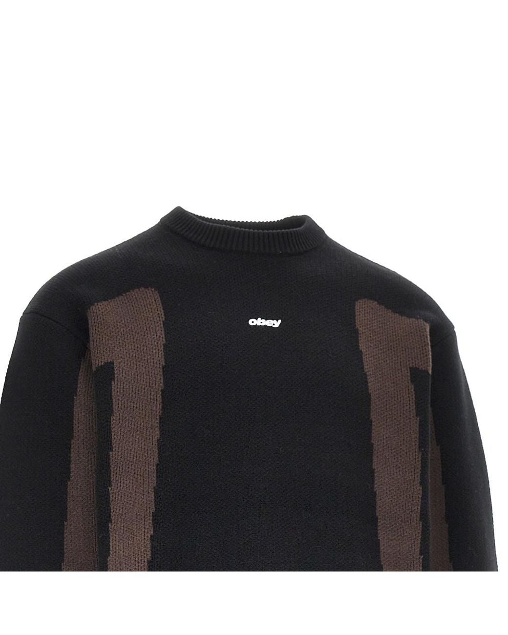 Obey Black Brann Cotton-Blend Sweater for men