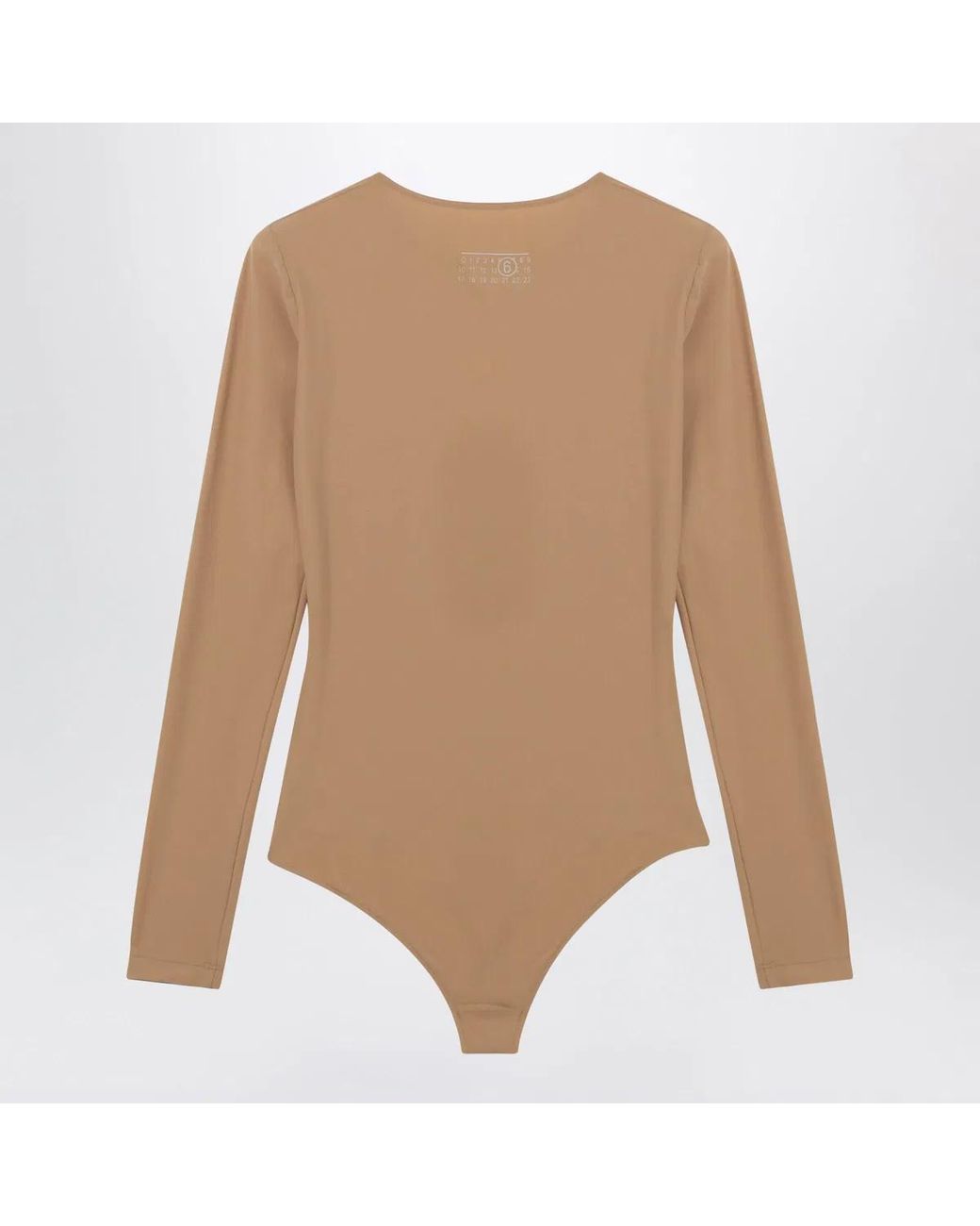 MM6 by Maison Margiela Natural Flesh-Tone Long-Sleeve Lycra Jersey Bodysuit