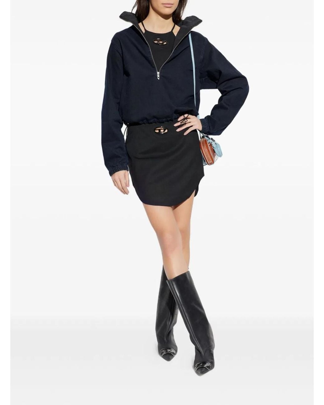 DIESEL Black Polyester Wool Elastane Shorts