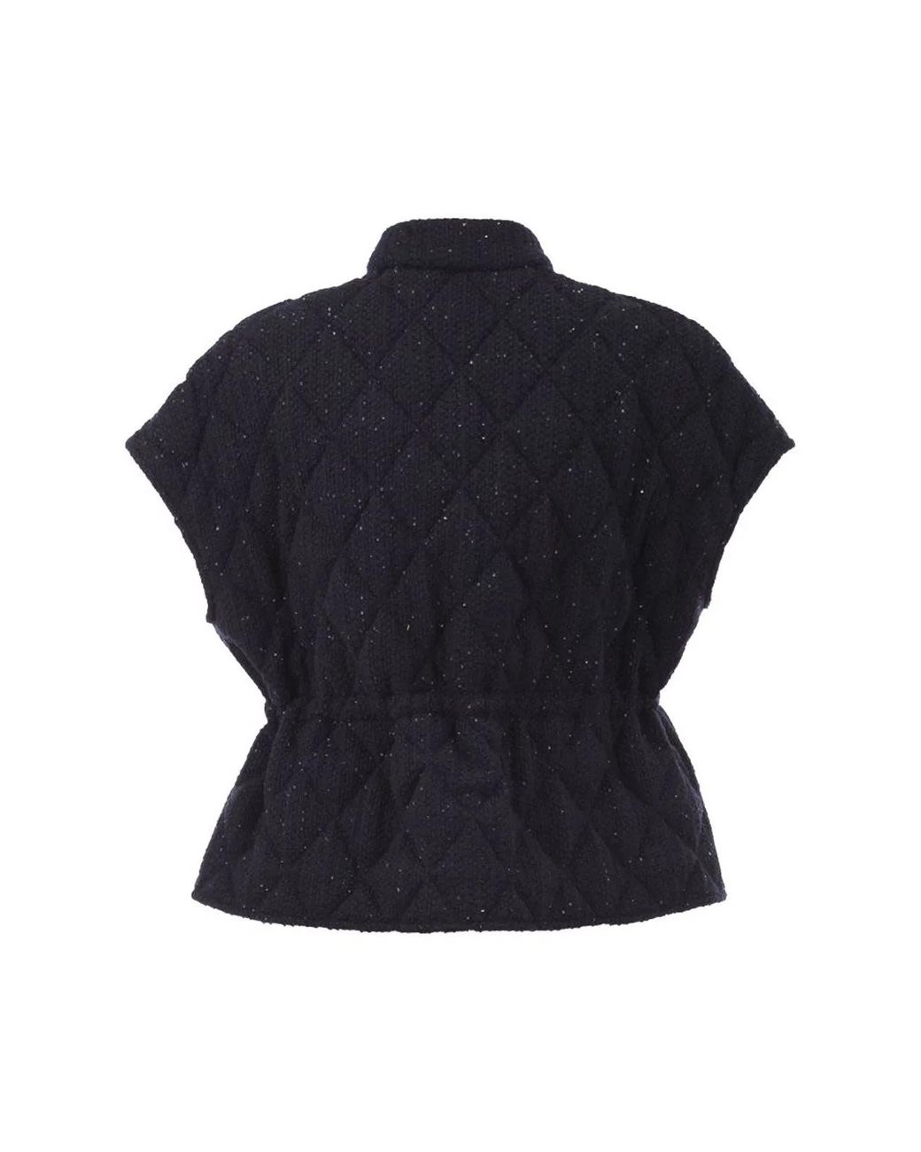 Fabiana Filippi Blue Quilted Virgin Wool, Silk And Cashmere Gilet With Sequins