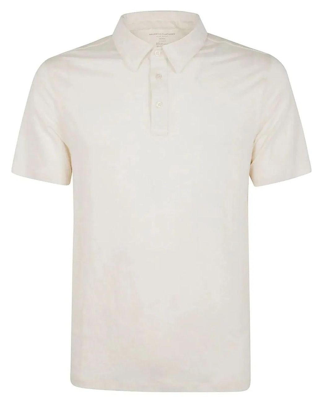 Majestic White Linen Short Sleeves Polo Shirt for men