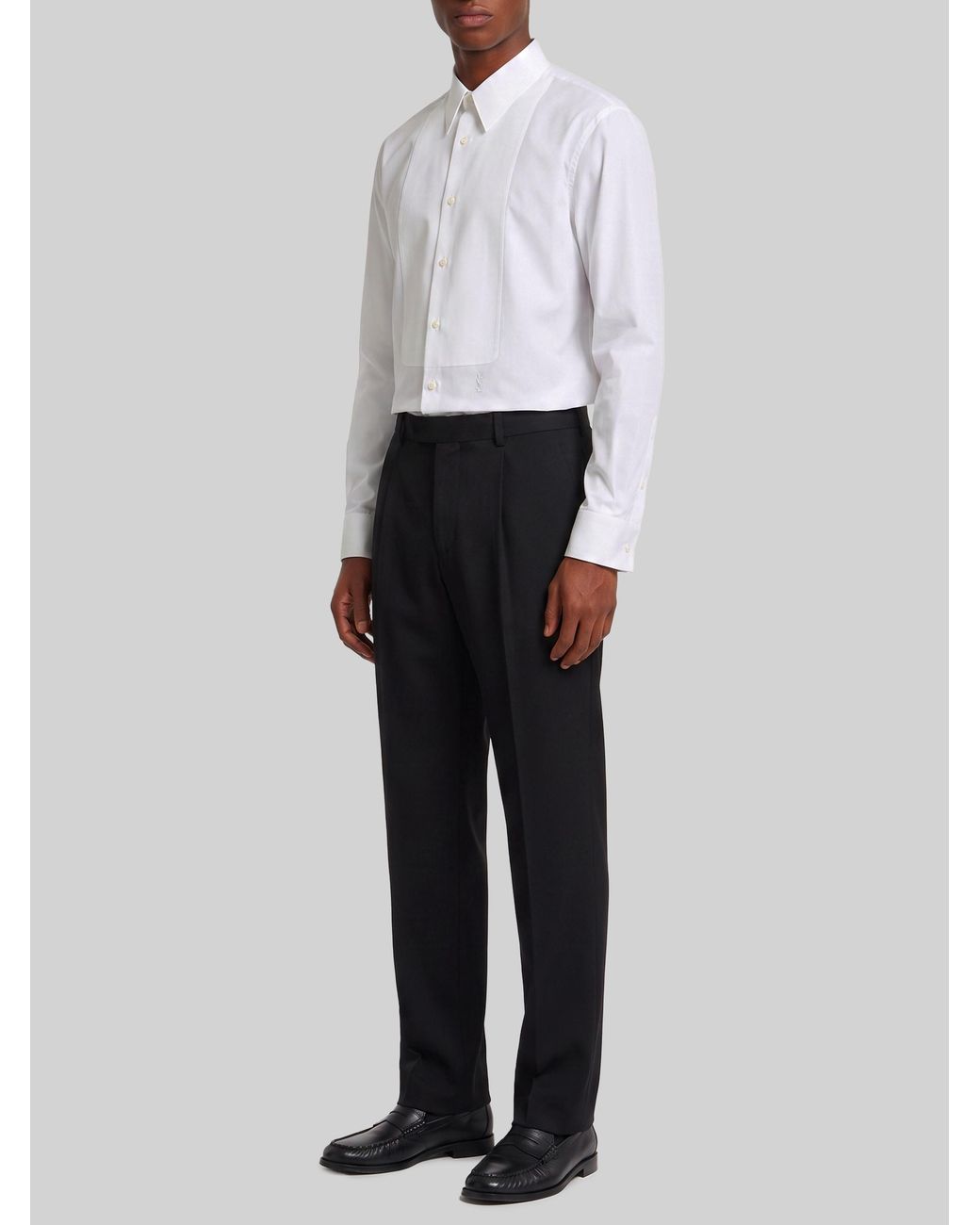 Saint Laurent White Long-Sleeved Poplin Shirt for men