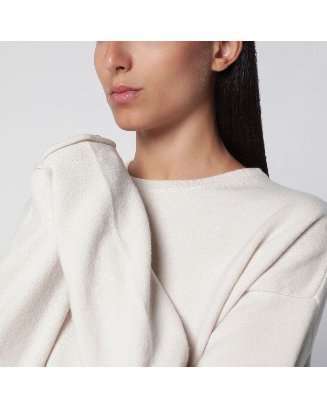 Extreme Cashmere Gray Paolo Bone Cashmere Crewneck Sweater